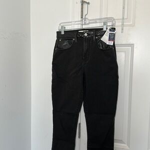 Abercrombie mixed denim leather skinny jeans size 29